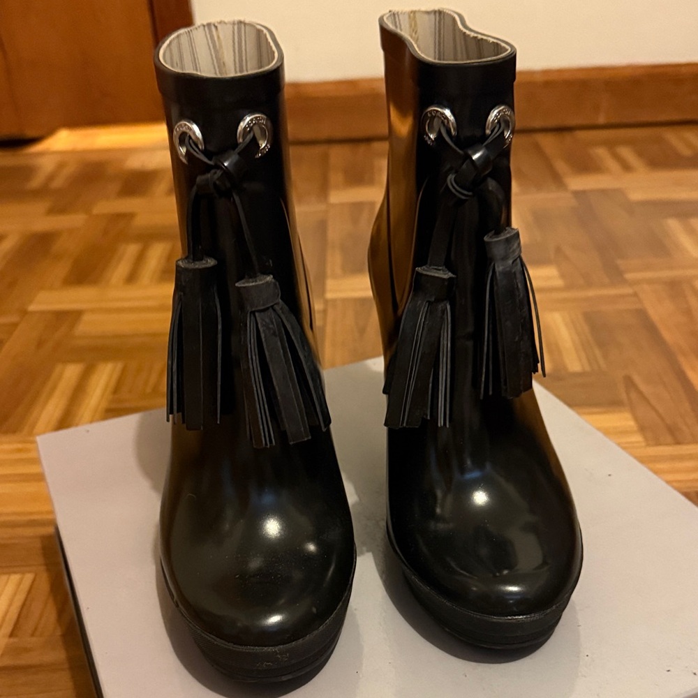 Coach Black Ankle Boots with Tassels